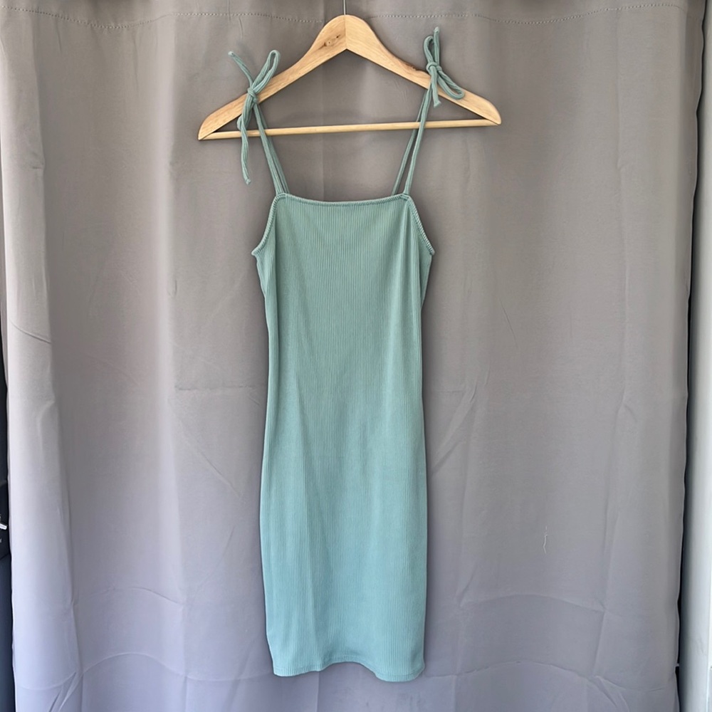 Wild Fable Ribbed Mini Dress with Tie Shoulders- S